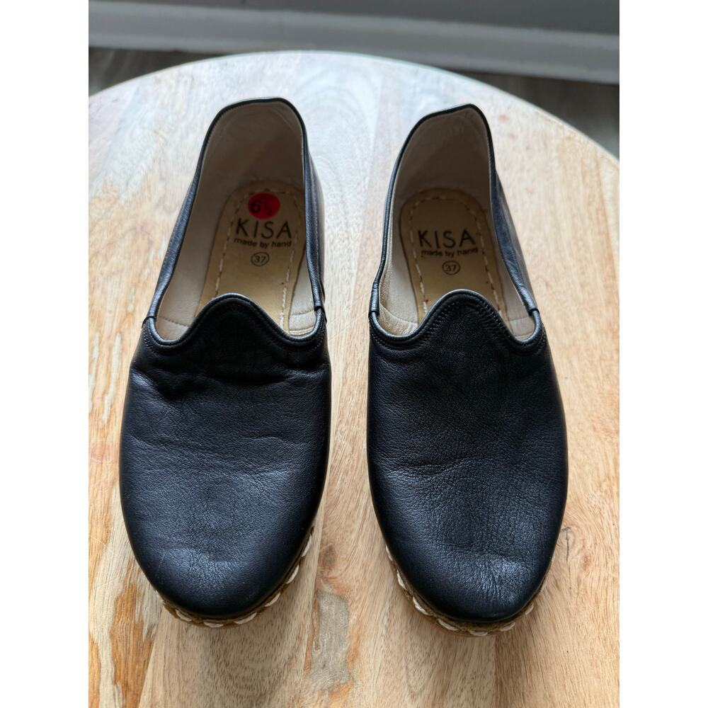 KISA Made By Hand Women's black leather slip on shoe, size 27, NEW - Picture 9 of 10